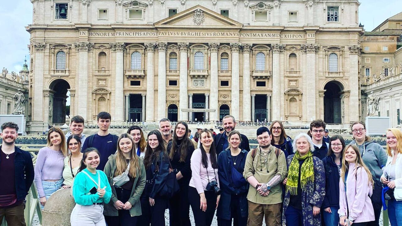 History students stood outside the Vatican in Rome, Italy