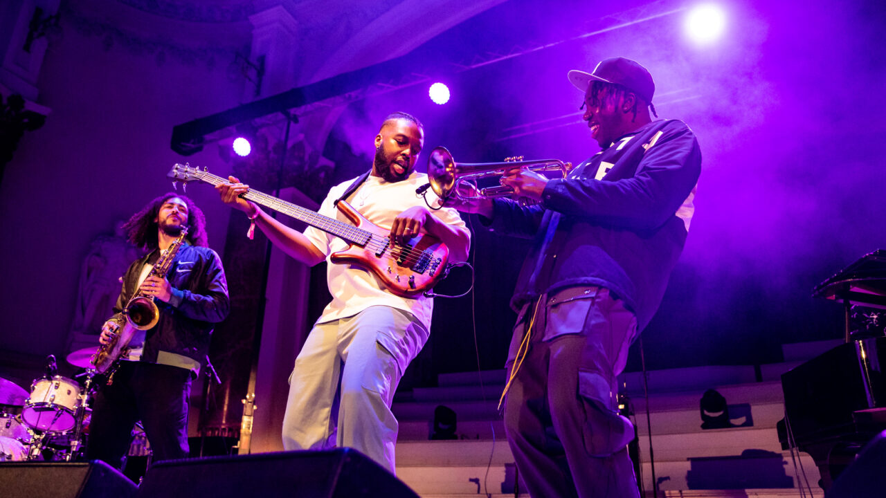 Ezra Collective performing at the 2023 Cheltenham Jazz Festival.