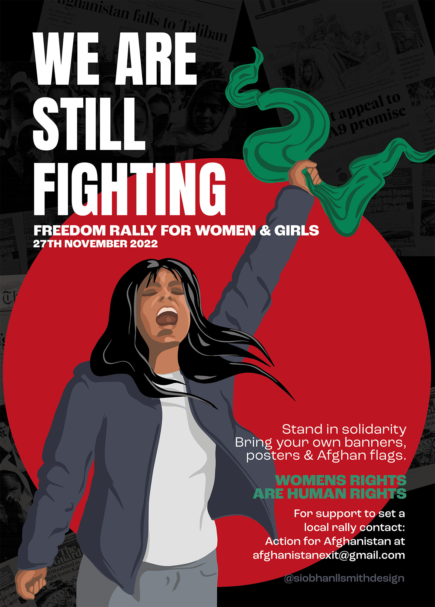 Action for Afghanistan poster design by graphic design by Siobhan Smith