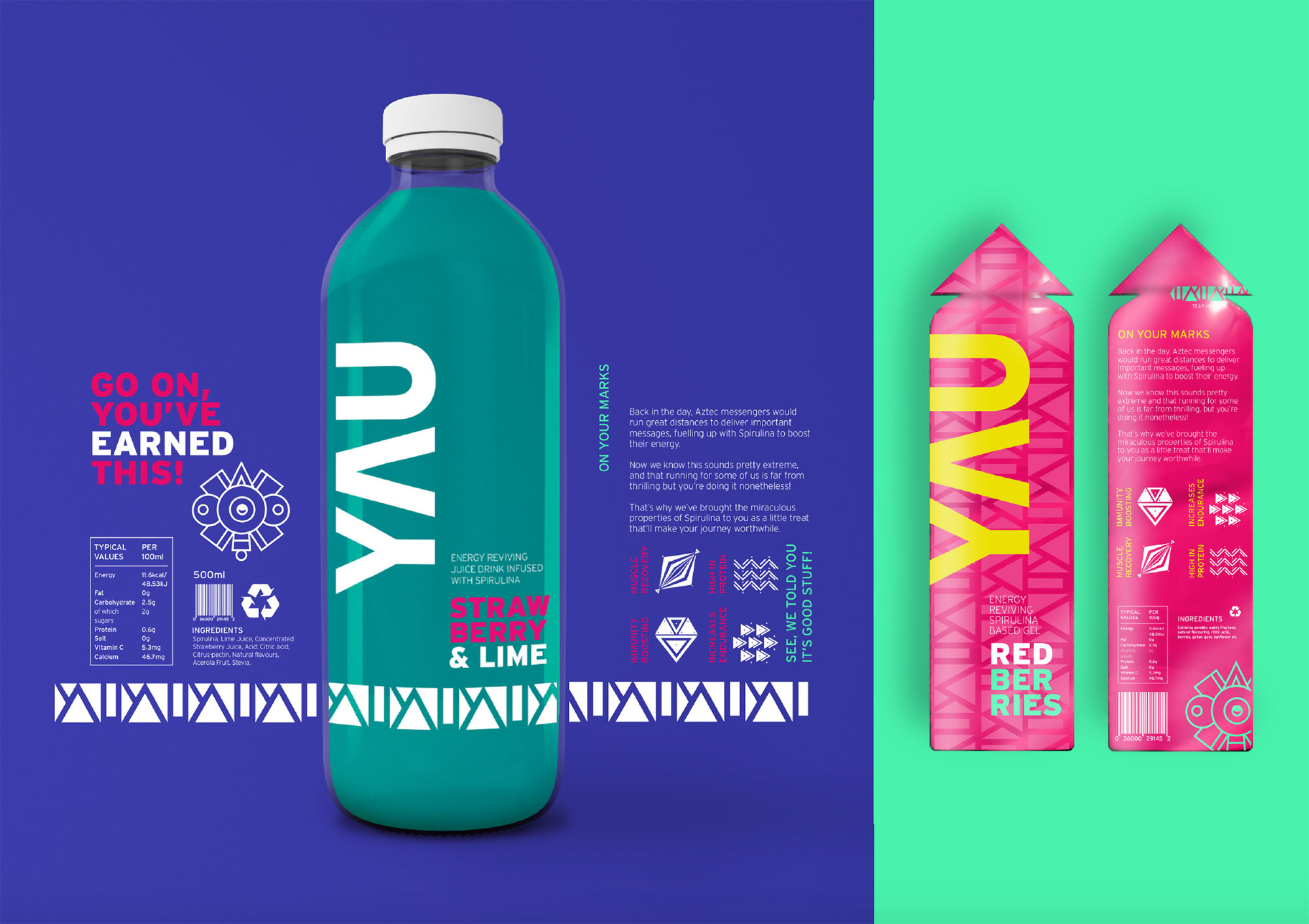 Juice and energy gel designs by Abi Sargant and Georgina Cheshire