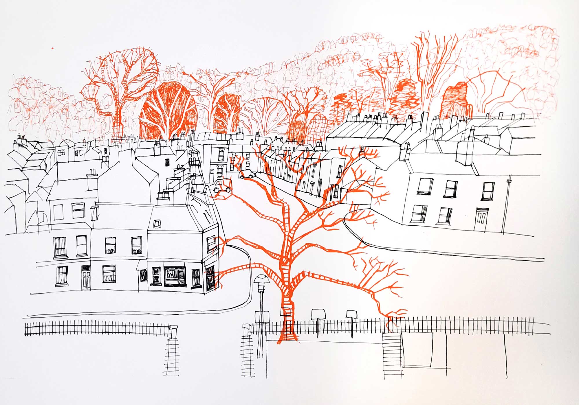 Illustration showing residential streets.