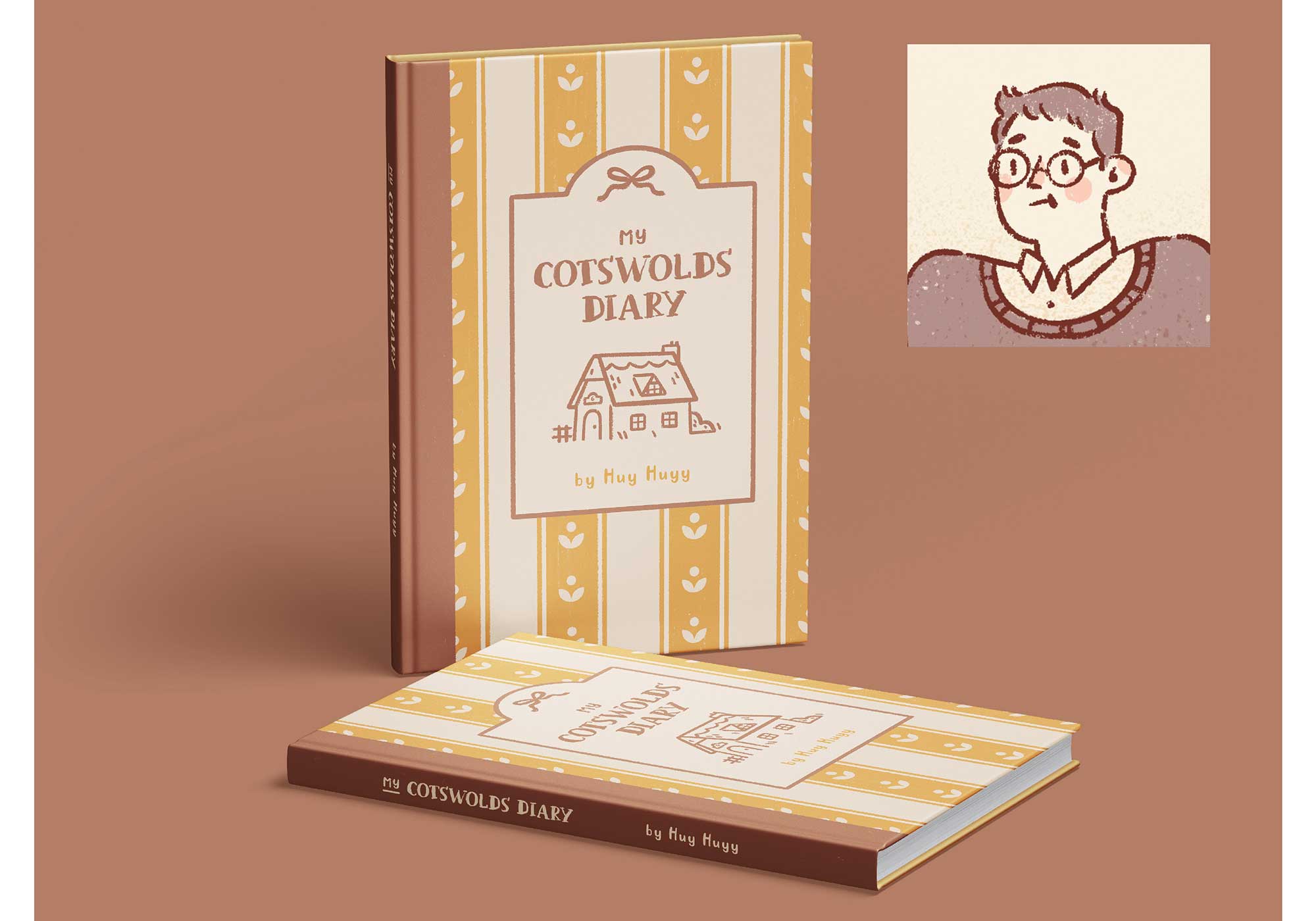 A photo of two copies of My Cotswolds Diary and one of the illustrations.