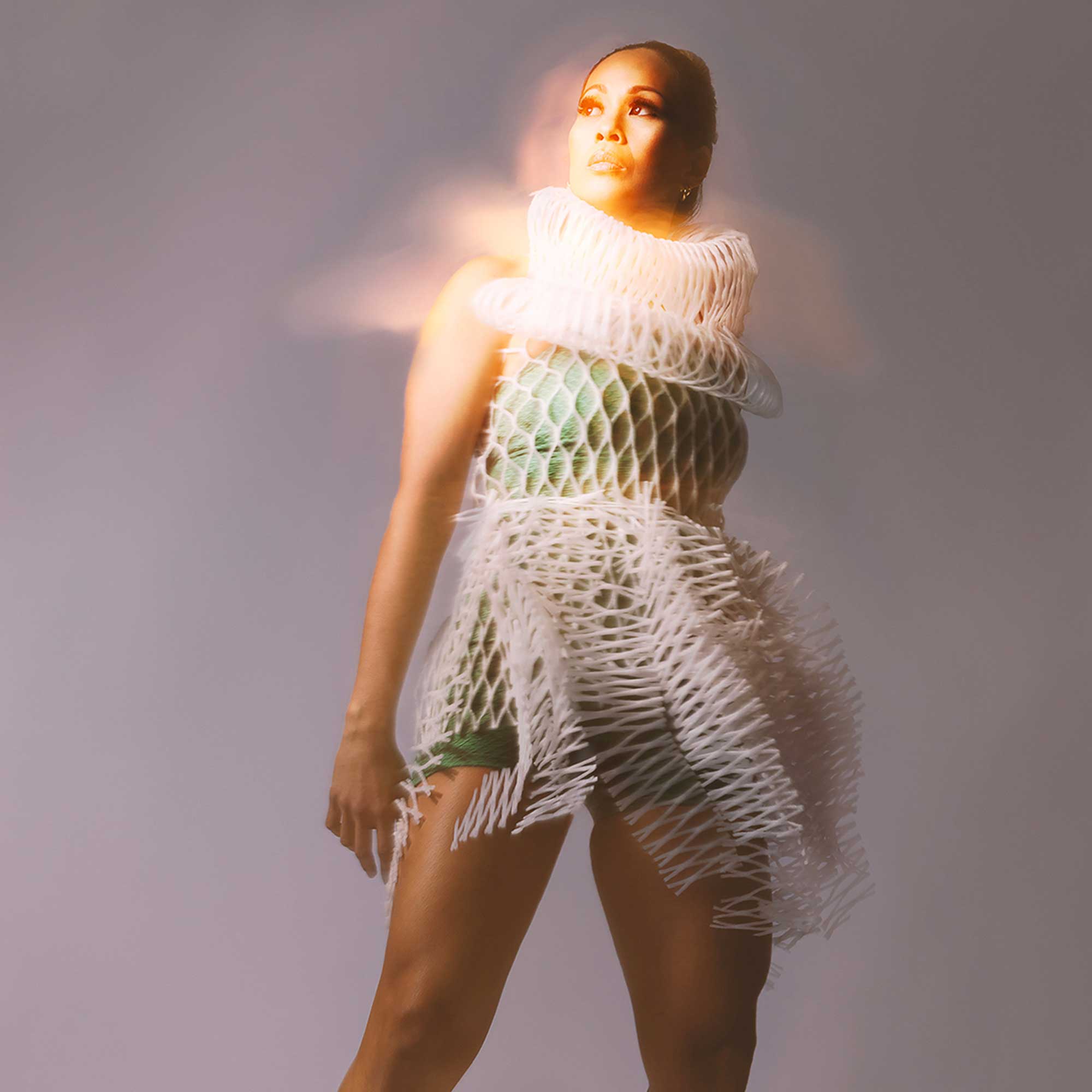 Portrait of a fashion model, slightly blurred.