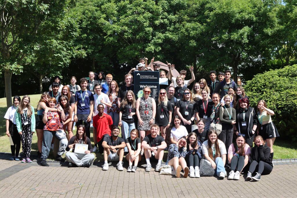 A group photo of students and staff taking part in the Year 10 Summer Residential.