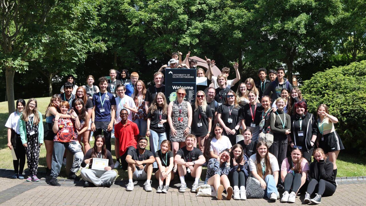 Year 10 students on the Summer Residential pose for a group photo.