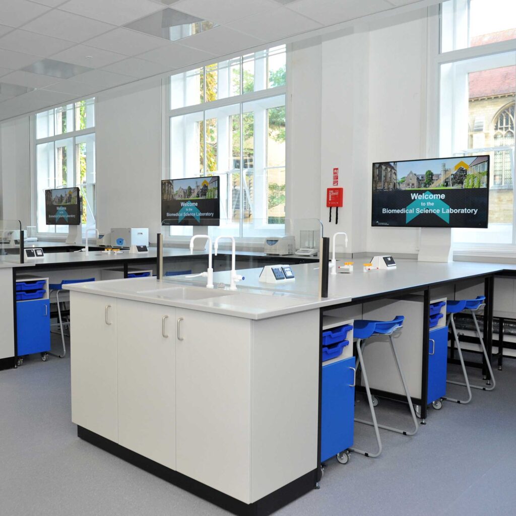 The newly opened biomedical science laboratory at Francis Close Hall.