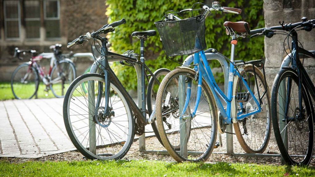A row of bikes lined up at UoG campus.