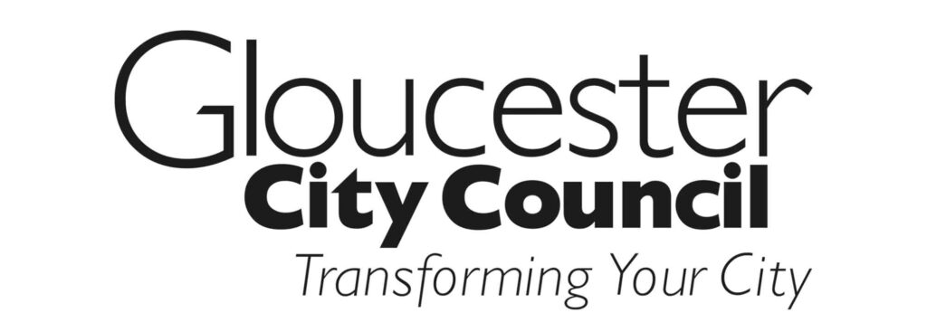 Gloucester City Council logo, reads: Gloucester City Council Transforming Your City