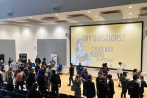 Students and employers mingle at the Cyber and Digital Launchpad event.
