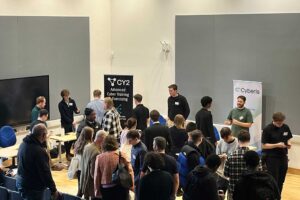 Students and employers mingle at the Cyber and Digital Launchpad event.