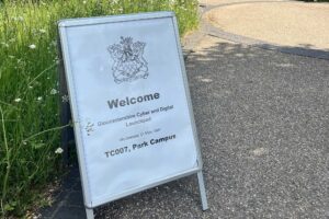A welcome sign for the Cyber and Digital Launchpad event.