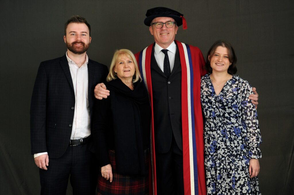 Picture showing Dr Robin Hollands, Honorary Fellow and family.