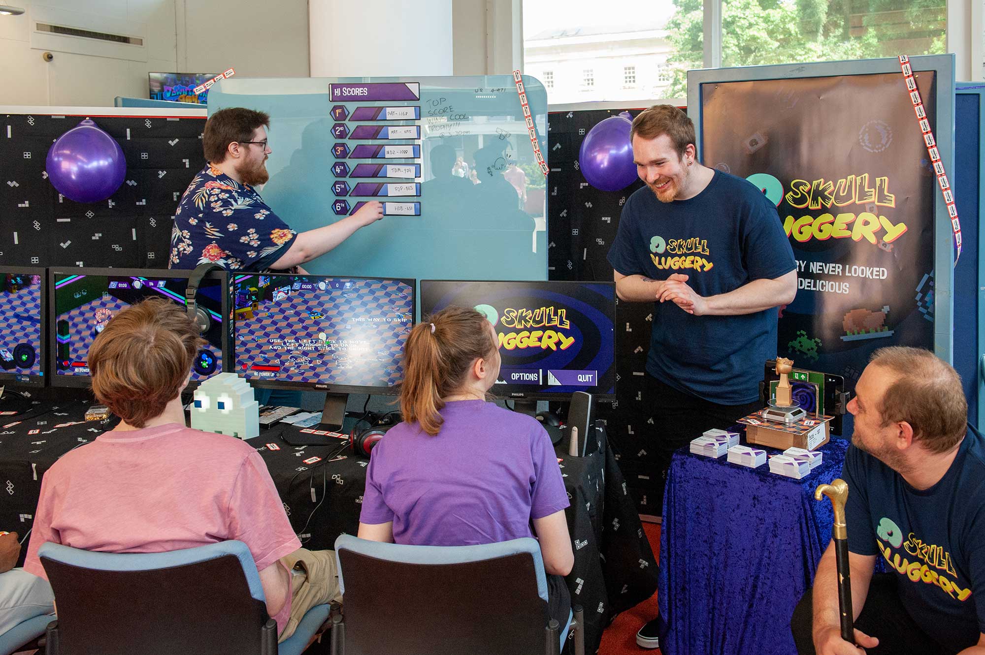 Students play some of the computer games being showcased at UoG's Comex Games Show.