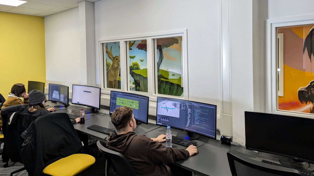 Students of Computer Games Programming using the computing facilities in Park Campus.
