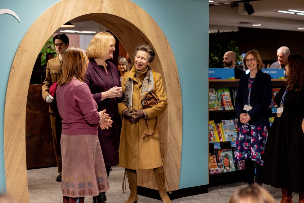 HRH The Princess Royal meeting staff at the new Gloucestershire County Council Library at University of Gloucestershire's City Campus