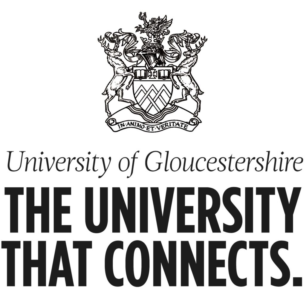 UoG Crest and text reading 'University of Gloucestershire The University that connects.'