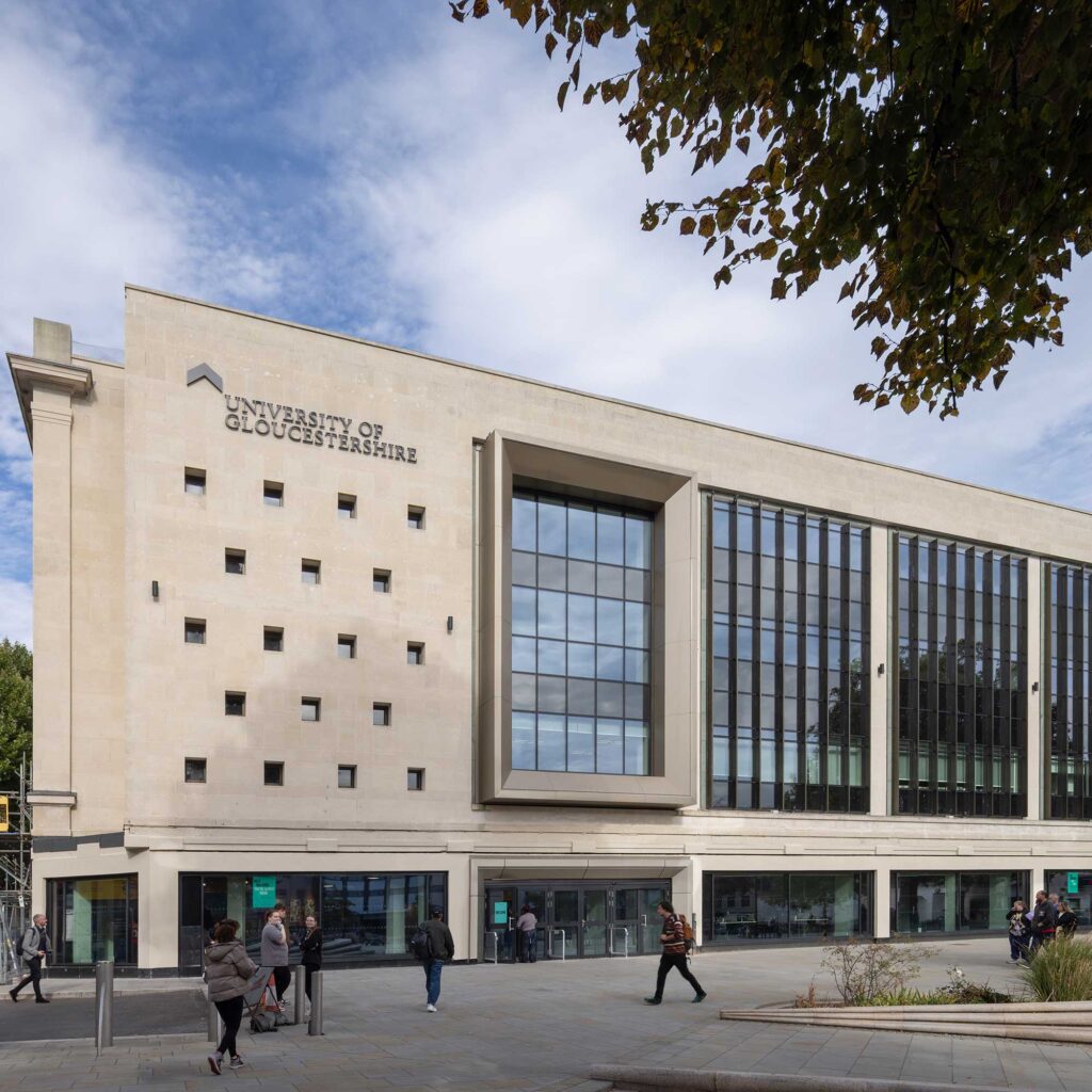 Exterior photo of the main facade of City Campus.