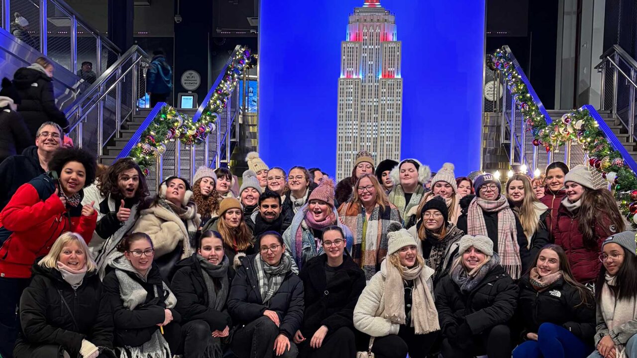 Group of students from performing arts courses together in New York.