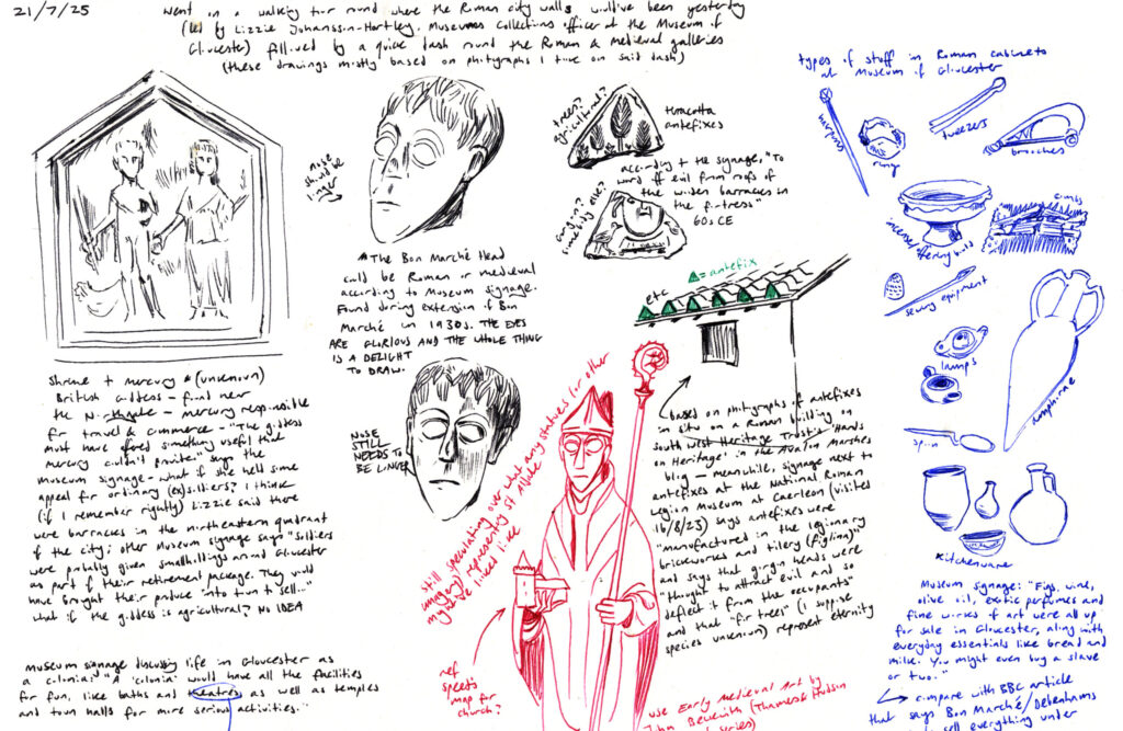 written text and drawn faces