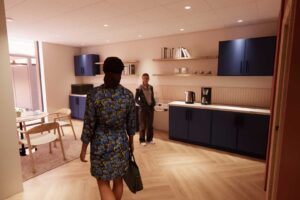 An CGI visual of the interior of FutureSIM showing a kitchen area.