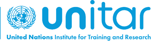 UNITAR logo, blue writing on white backrgound
