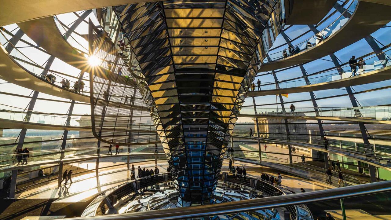 Inside of Bundestag Dome, Berlin. Image credit: czamfir - stock.adobe.com