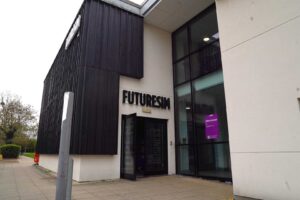 The exterior of FutureSIM showing the main entrance.