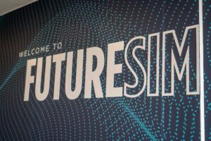 A sign saying Welcome to FutureSim.