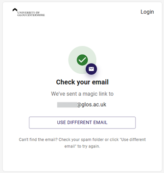Screenshot of the 'check your email' Bill Pay screen