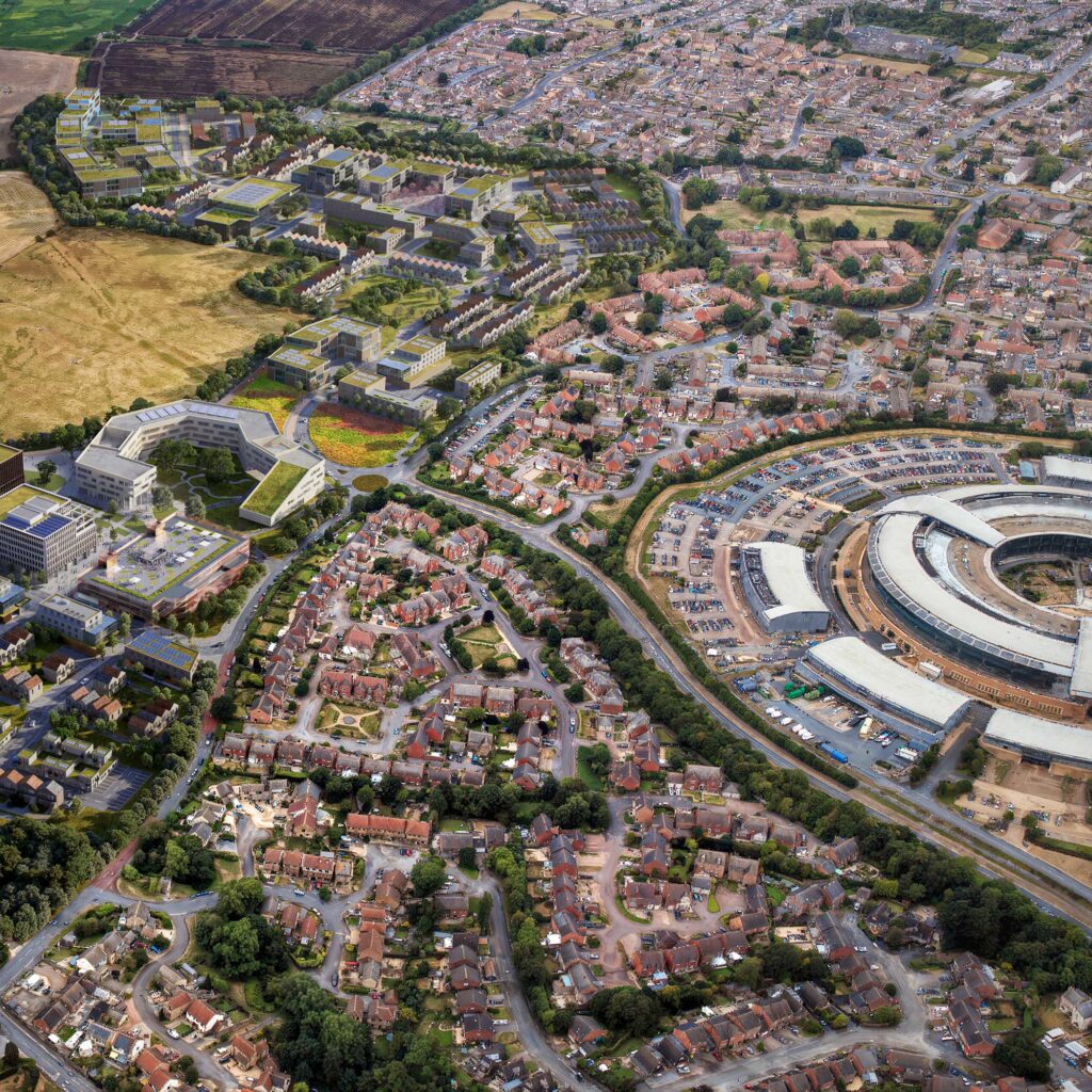 Aerial view of the Golden Valley development site