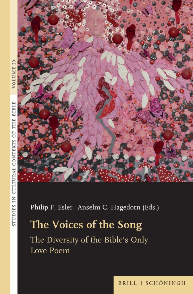 the pink. red and black front cover of The Voices of the Song The Diversity of the Bible’s Only Love Poem.