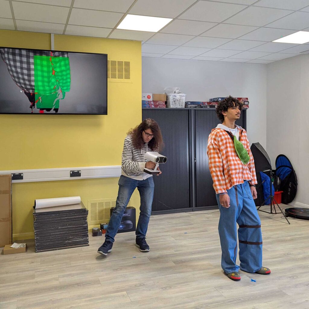 Computer Games students using the equipment in the Research Lab.
